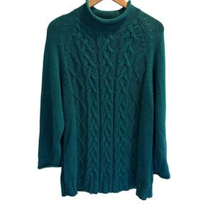 Forenza Sweater Vintage 80's 90's Oversized Cable Knit Green Women's Size Medium